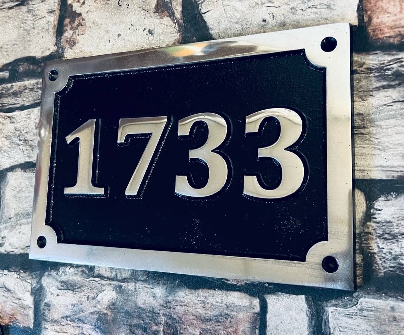 House number sign rectangle aluminium black