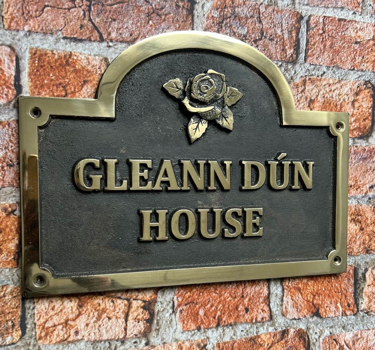 Metal House Sign with Rose