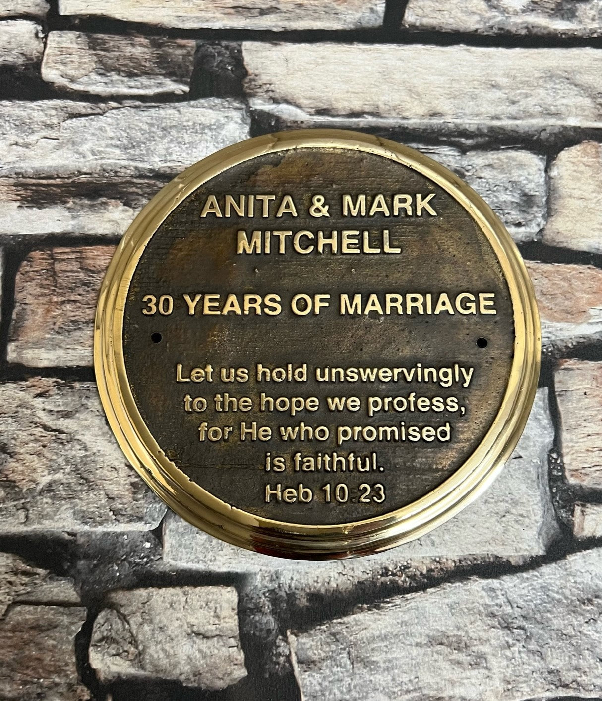 bronze wedding anniversary plaque
