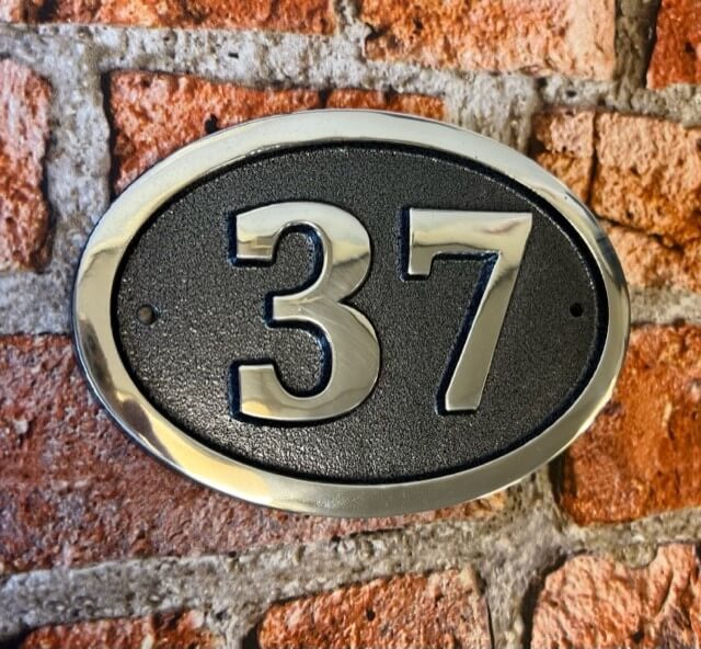 house number sign oval aluminium