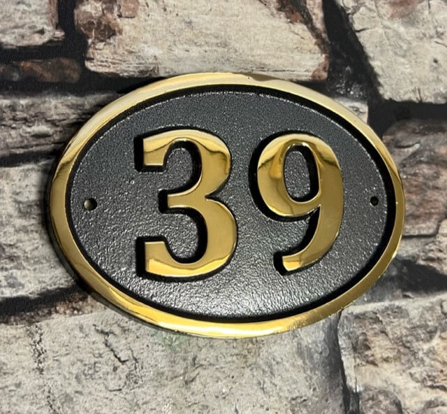 House number sign oval in bronze