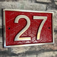 Modern Number sign with pattern in red