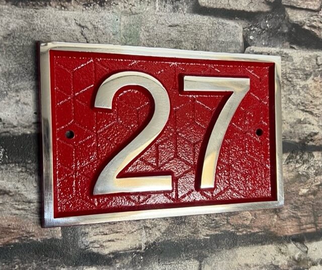 Modern Number sign with pattern in red