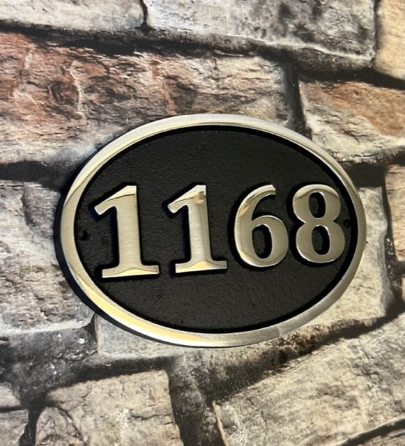 house number sign oval in black