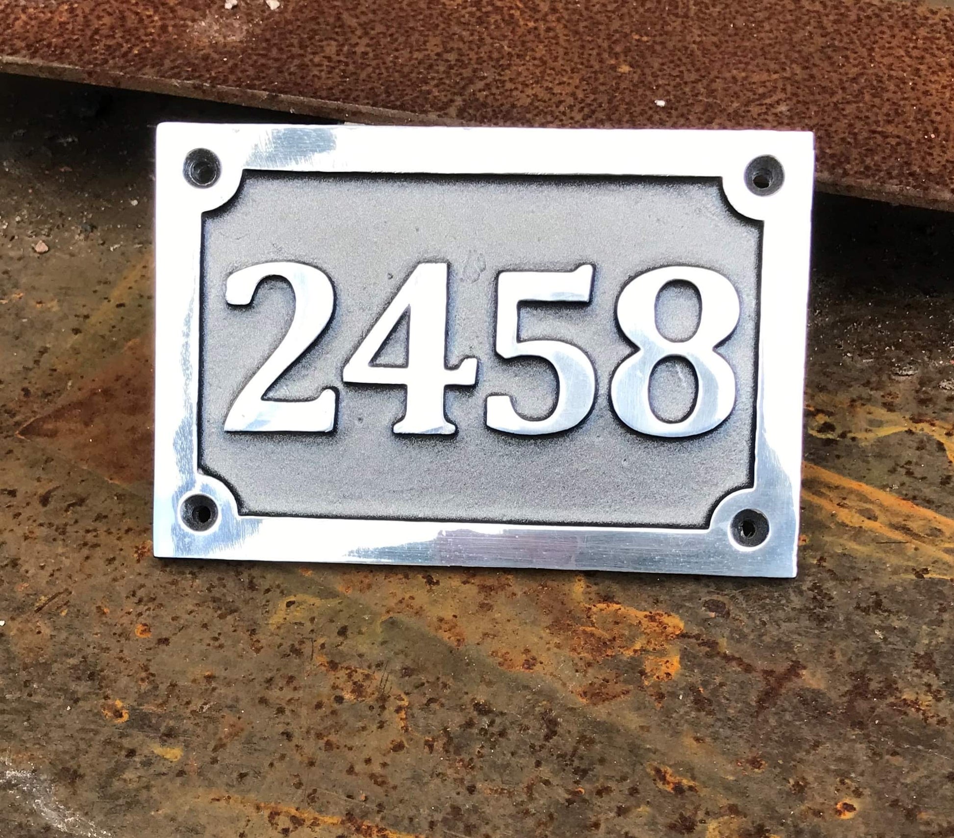 House number sign aluminium rectangle