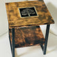 Industrial oak side table with steel legs