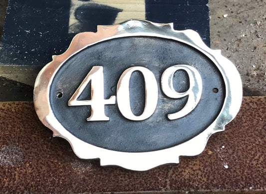 Traditional House Number Sign in Bronze