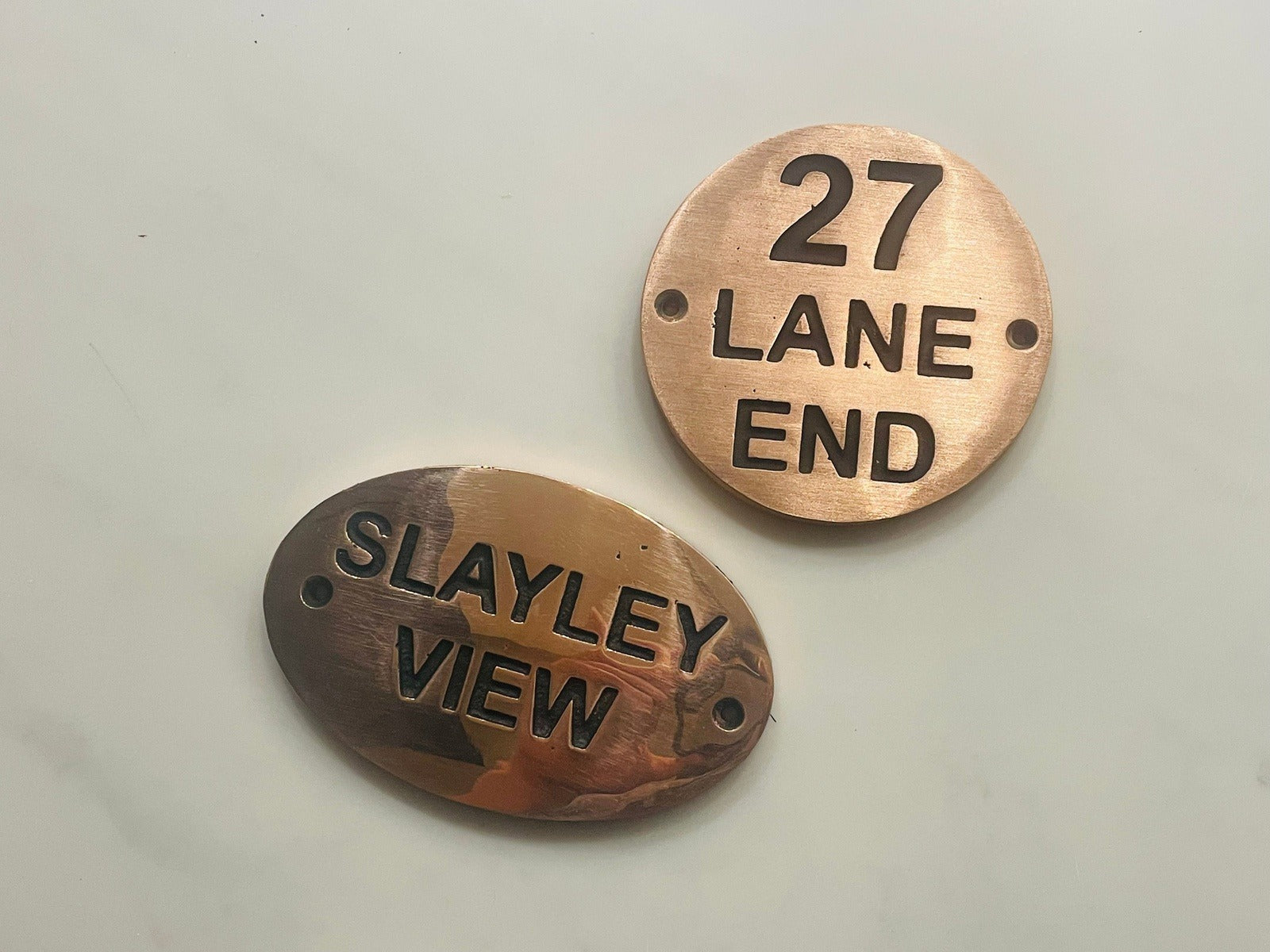 House Name Sign in Copper and Address Plaque