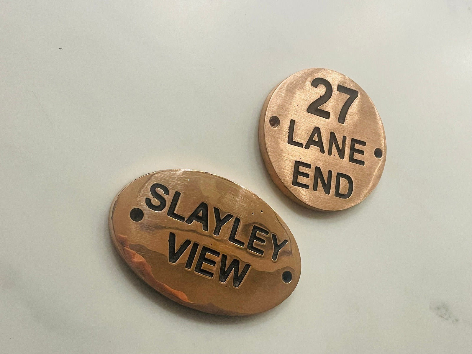 House Name Sign in Copper and Address Plaque