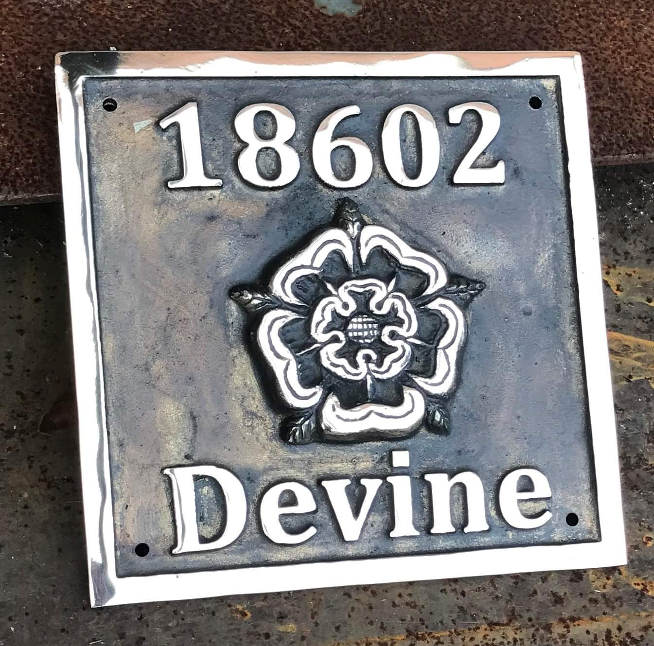 Metal House Sign Bronze with Tudor Rose