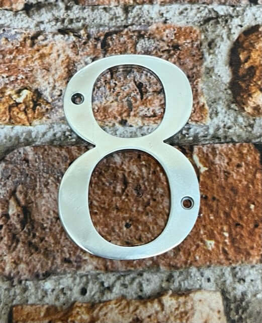 Metal House number 8 polished