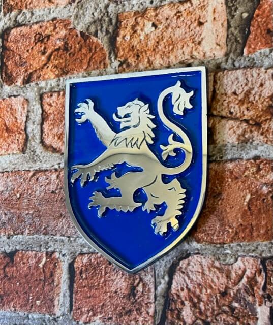 metal shield Scottish lion in blue