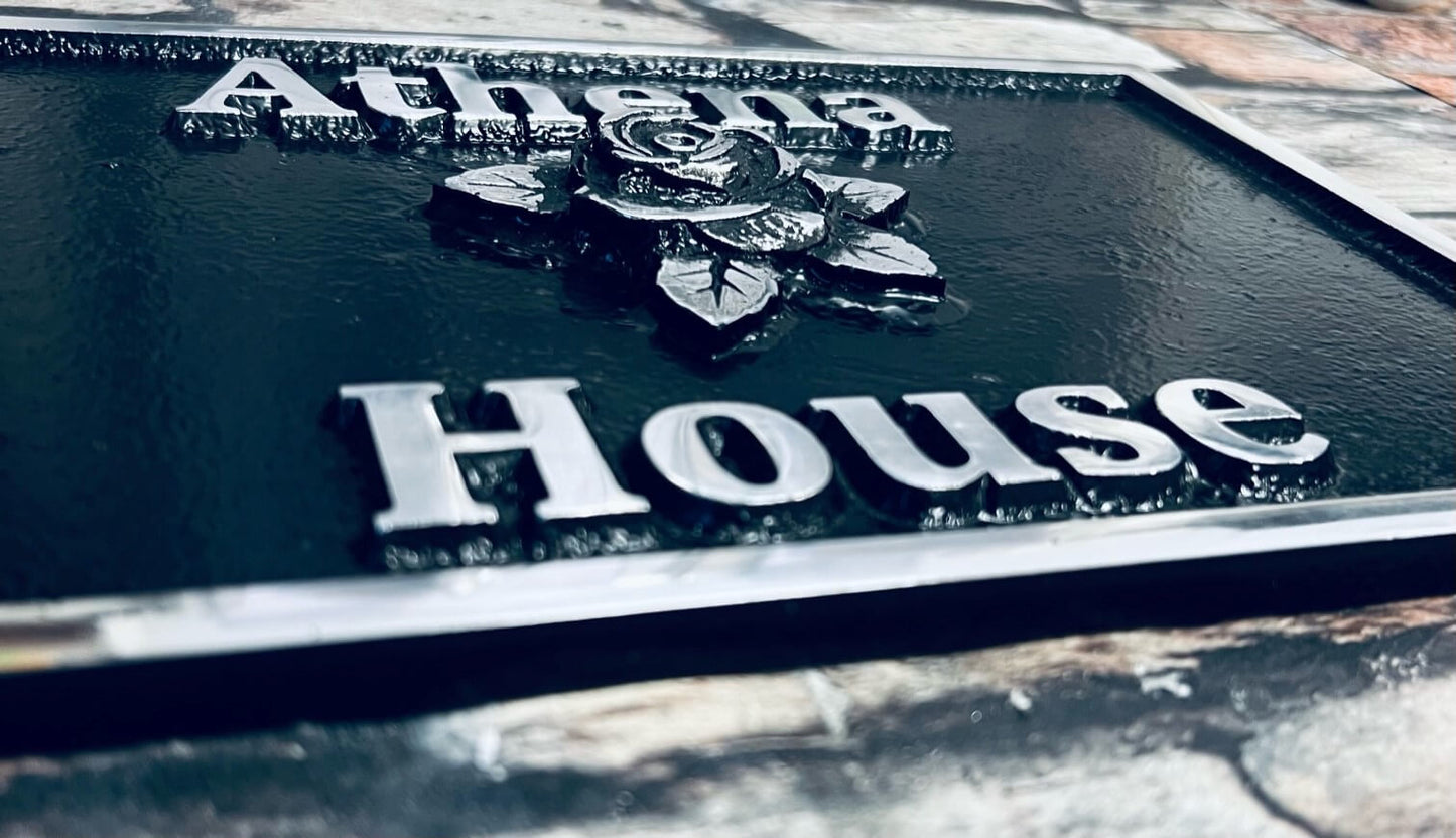 House name sign with rose feature