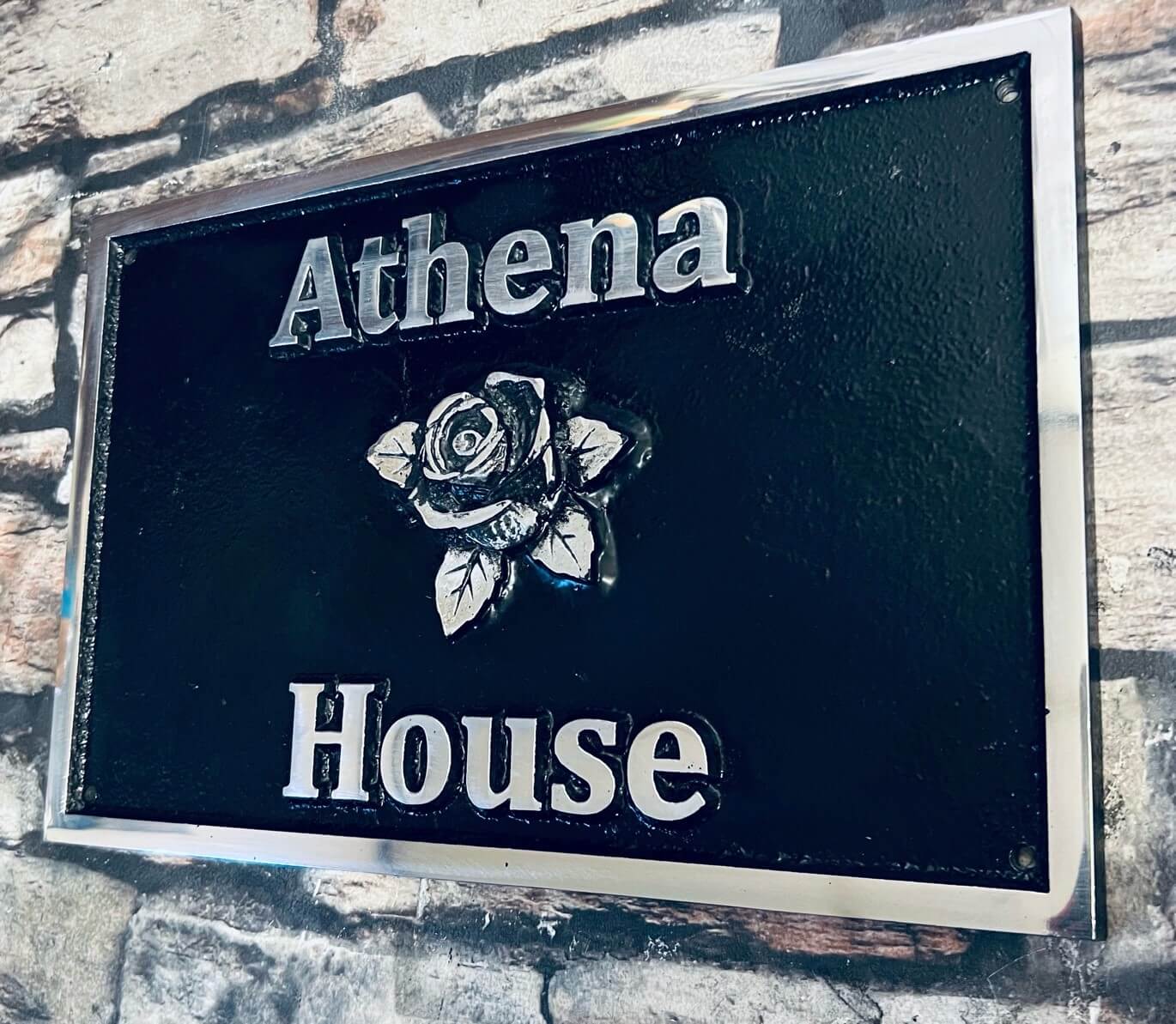 House name sign with rose feature